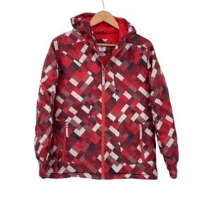 Land's End Jacket Kids Boys Size 14-16 XL Red Geometric Print‎ Grow A Long